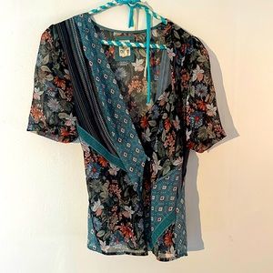 Floral wrap blouse, size medium